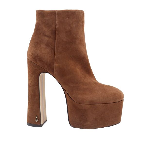 🔥Sam Edelman Eli Suede Platform Ankle Dress Boots, Toasted Coconut 5US MSRP$200 - Picture 1 of 11
